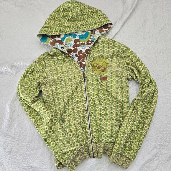 Vintage Y2K Billabong Women's Reversible Hoodie Sweatshirt Retro Floral Size-M/L - Picture 5 of 10